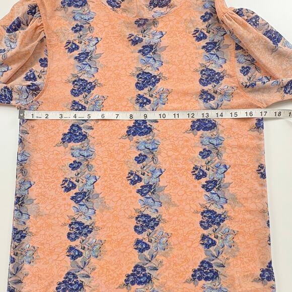 Free People Amber Sheer Floral Long Sleeve Top Size Large - Picture 10 of 12